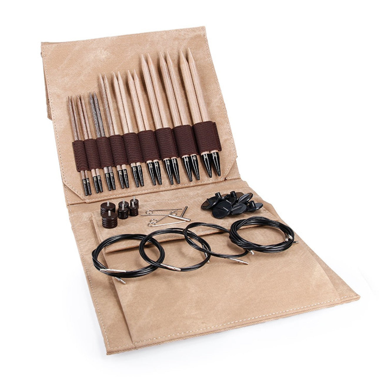 LYKKE - Needle set with interchangeable needle tips in 14 cm, 16.5 cm, 19 cm, 4.50 mm-12.00 mm - Birch wood