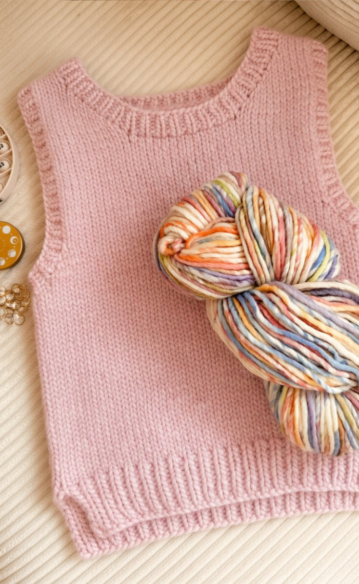 New Beginnings Sweater Vest - Beginner Knitting Kit with Videotutorial