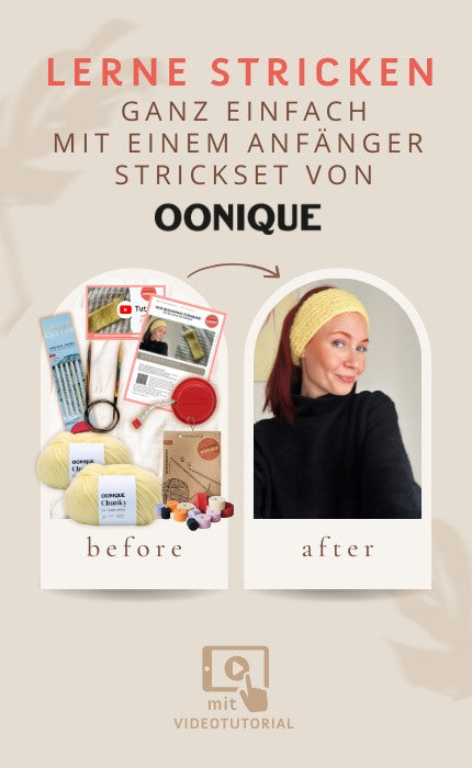 New Beginnings Stirnband - OONIQUE CHUNKY - Anfänger Strickset mit Videotutorial
