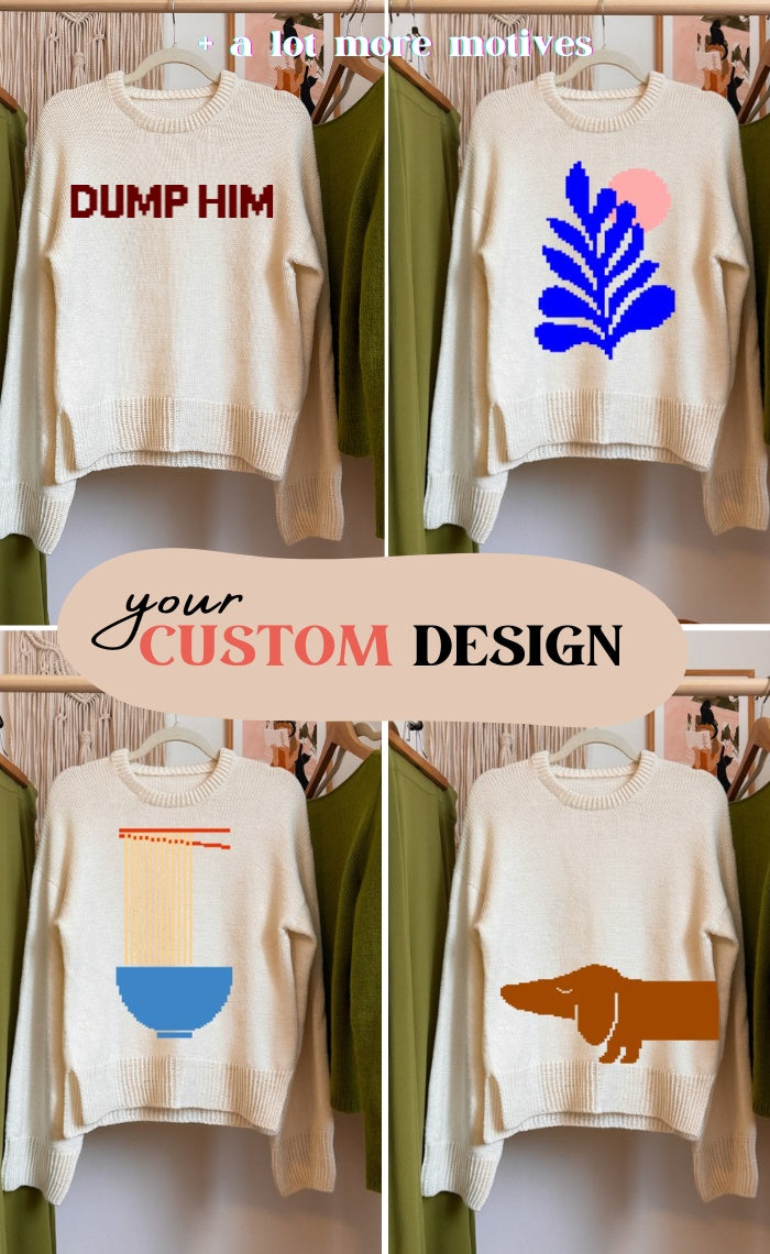 Studio Sweater with Your Custom Design – The Merry Merino 140 GOTS – Knitting Kit