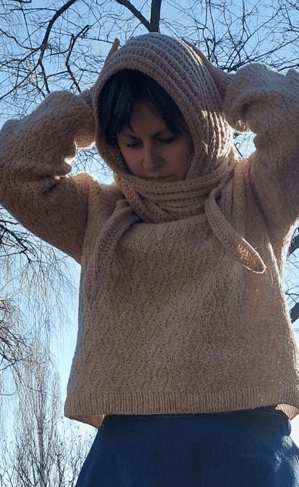 Enna Hooded Shawl - THE MERRY MERINO 70 - Strickpaket von IMKE VON NATHUSIUS jetzt online kaufen bei OONIQUE