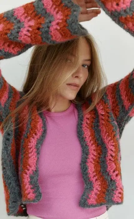 Jacke mit Zickzackmuster - ALPACA AIR - Häkelpaket von LANA GROSSA jetzt online kaufen bei OONIQUE