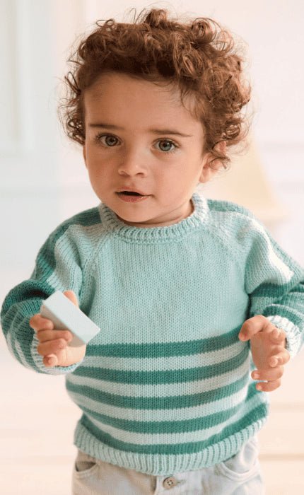 Kinderpullover mit Streifen - COOL WOOL - Strickpaket von LANA GROSSA jetzt online kaufen bei OONIQUE