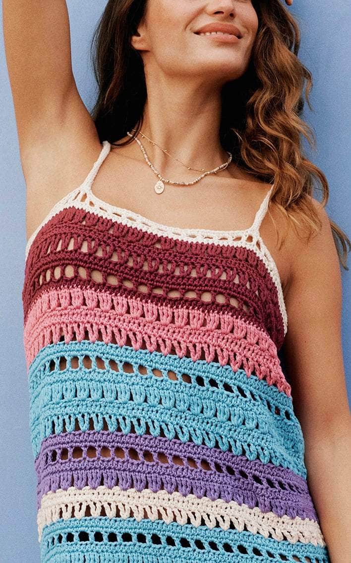 Minikleid im Muster- und Streifenmix - ORGANICO - Häkelset von LANA GROSSA jetzt online kaufen bei OONIQUE
