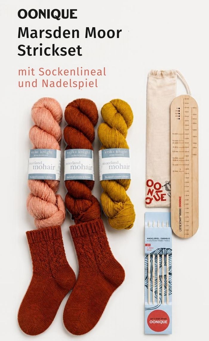 Bundle: Marsden Moor Socken mit Nadelspiel-Bundle und Sockenlineal