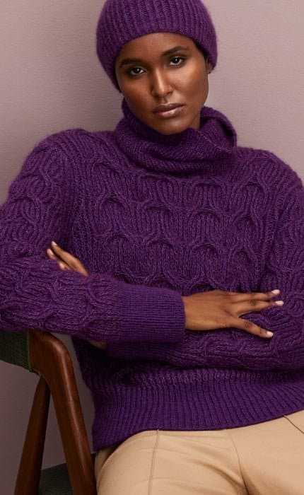 Pullover im Rippenzopfmuster SILKHAIR ECOPUNO Strickpaket