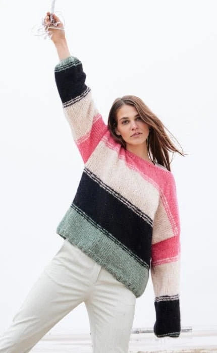 Pullover mit Blockstreifen - ALPACA AIR - Strickset von LANA GROSSA jetzt online kaufen bei OONIQUE