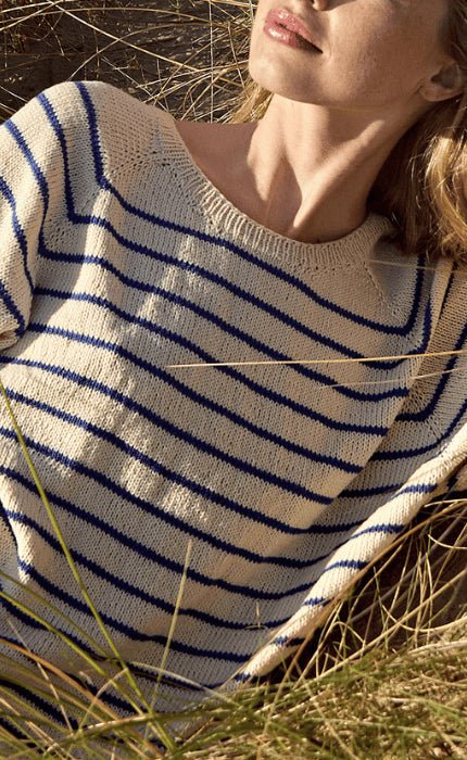 Raglanshirt Glatt Rechts mit Streifen - COTTON WOOL - Strickpaket von LANA GROSSA jetzt online kaufen bei OONIQUE