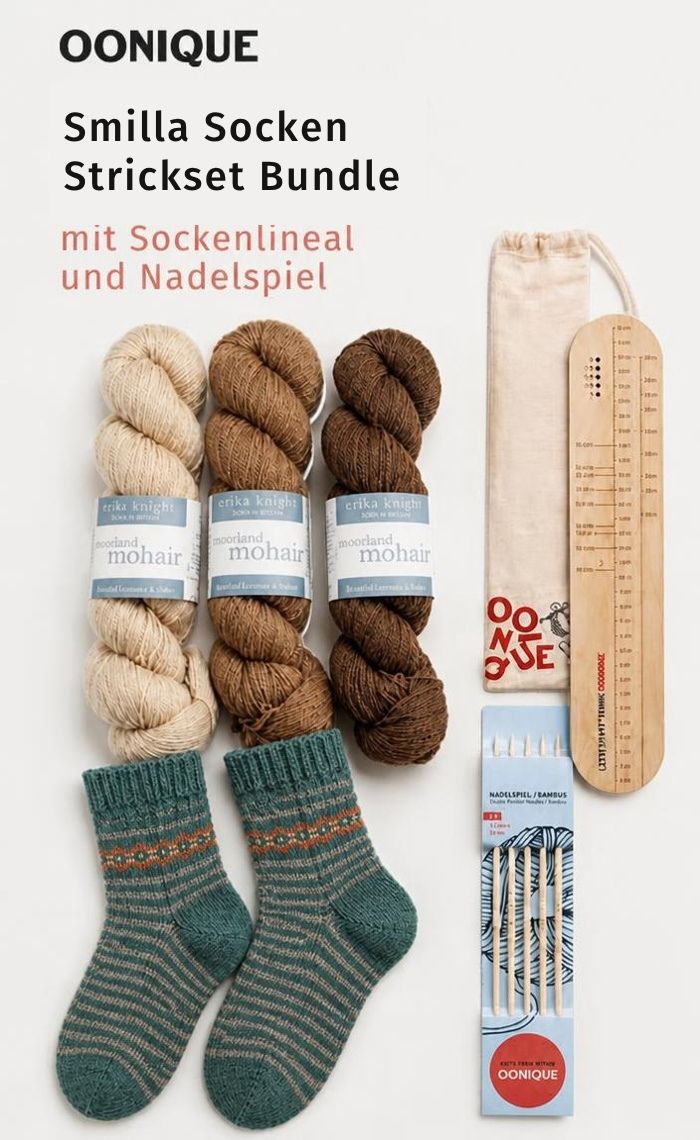 Bundle: Smilla Socken aus Bio Shetland GOTS mit Sockenlineal und Nadelspiel
