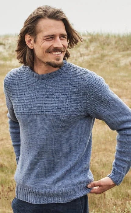 Herrenpullover mit Strukturmuster - COOL WOOL - Strickset von LANA GROSSA jetzt online kaufen bei OONIQUE