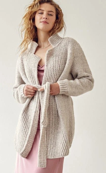 Cardigan mit Gürtel OONIQUE CHUNKY Strickset LANA GROSSA