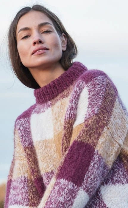 Karo Pullover mit Stehkragen - SETASURI BIG - Strickset von LANA GROSSA jetzt online kaufen bei OONIQUE