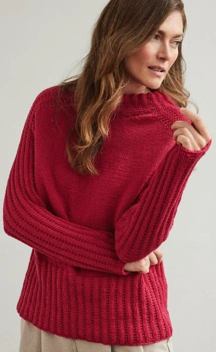Top Down Pullover mit Stehkragen - COOL WOOL BIG - Strickset von LANA GROSSA jetzt online kaufen bei OONIQUE