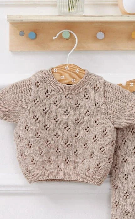 Kurzarmpulli mit Ajourmuster - COOL WOOL BABY - Strickset von LANA GROSSA jetzt online kaufen bei OONIQUE