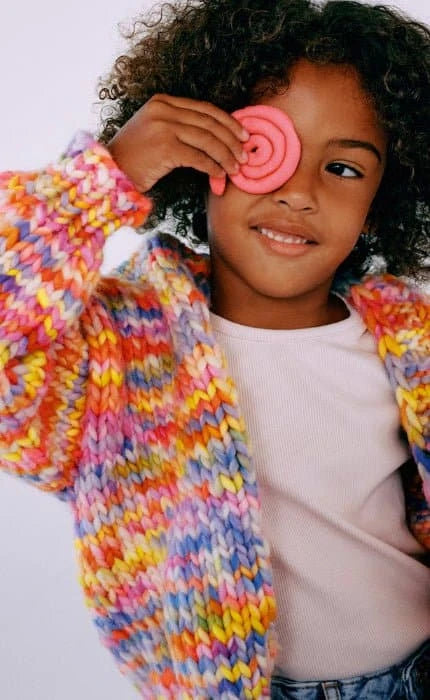 Cardigan mit Rippenblende - CONFETTI - Strickset - OONIQUE