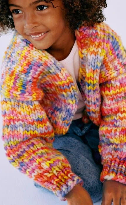 Cardigan mit Rippenblende - CONFETTI - Strickset - OONIQUE