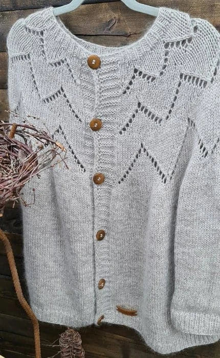 Feder Cardigan - COOL WOOL BIG & SILKHAIR - Strickset von STROFF jetzt online kaufen bei OONIQUE