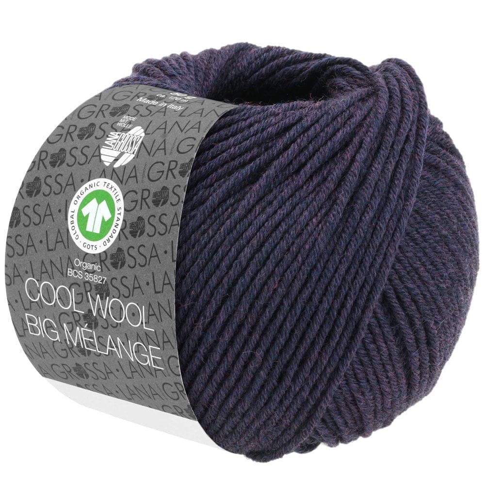 LANA GROSSA Garn 202 - Aubergine meliert COOL WOOL BIG MÉLANGE GOTS