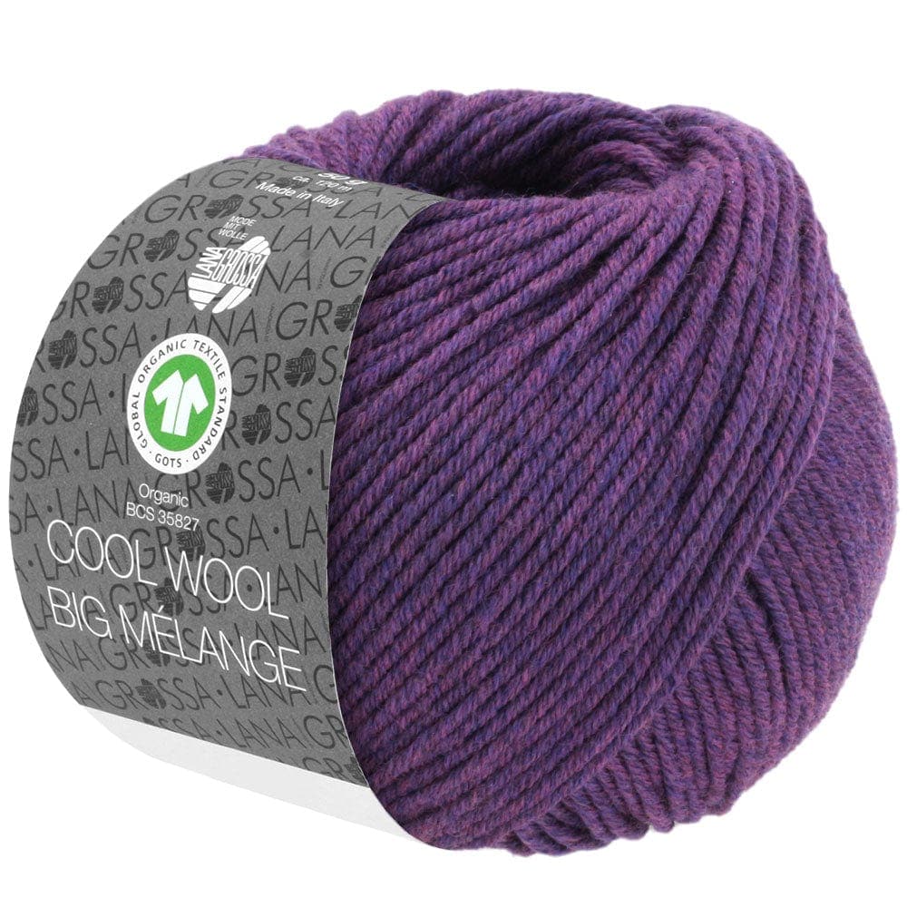 LANA GROSSA Garn 203 - Dunkelviolett meliert COOL WOOL BIG MÉLANGE GOTS