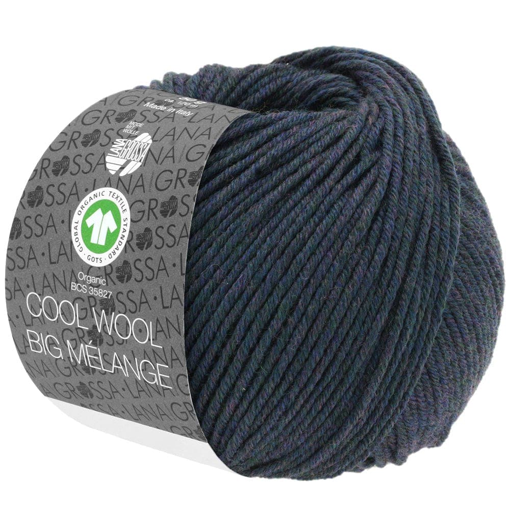 LANA GROSSA Garn 204 - Blaugrün meliert COOL WOOL BIG MÉLANGE GOTS
