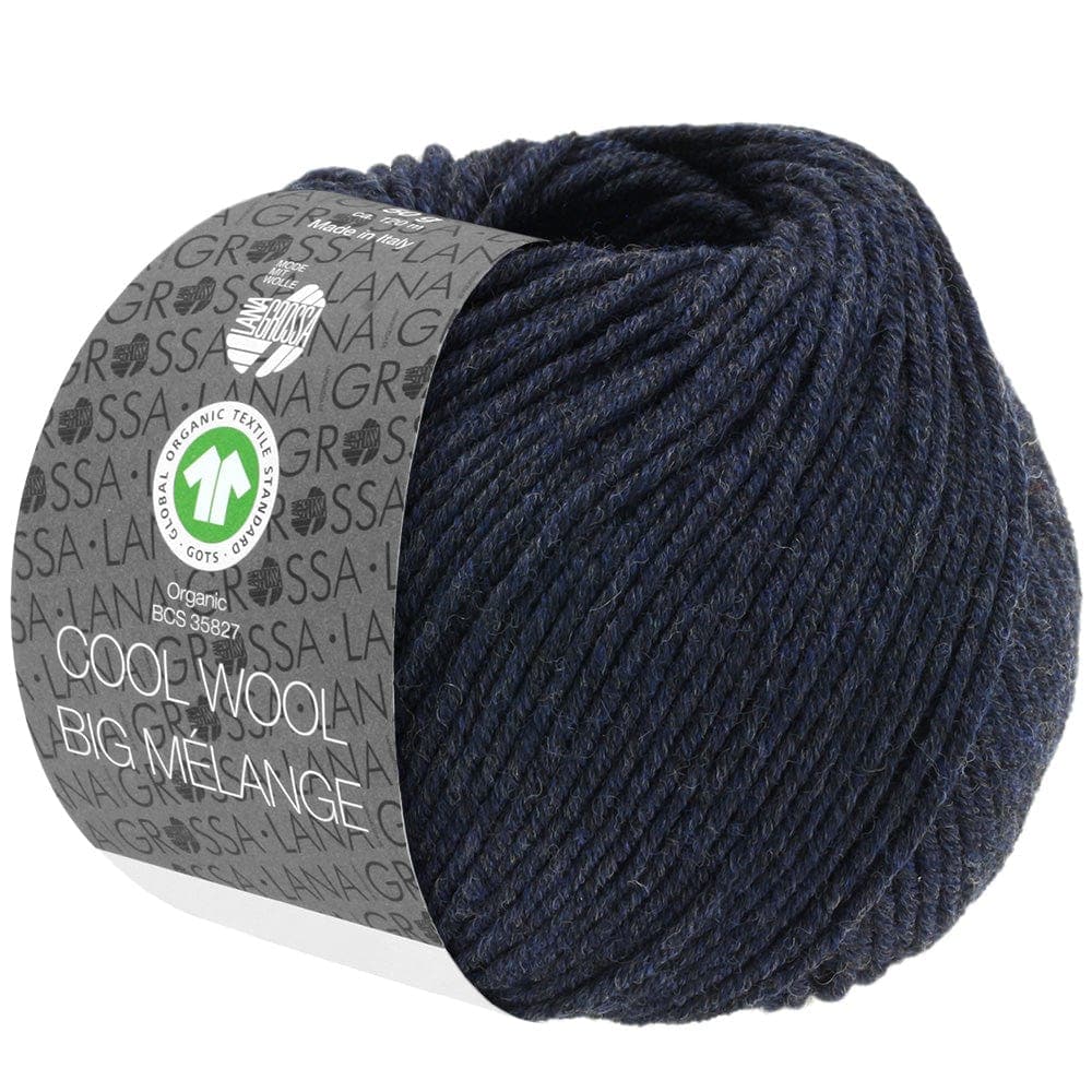 LANA GROSSA Garn 207 - Nachtblau meliert COOL WOOL BIG MÉLANGE GOTS