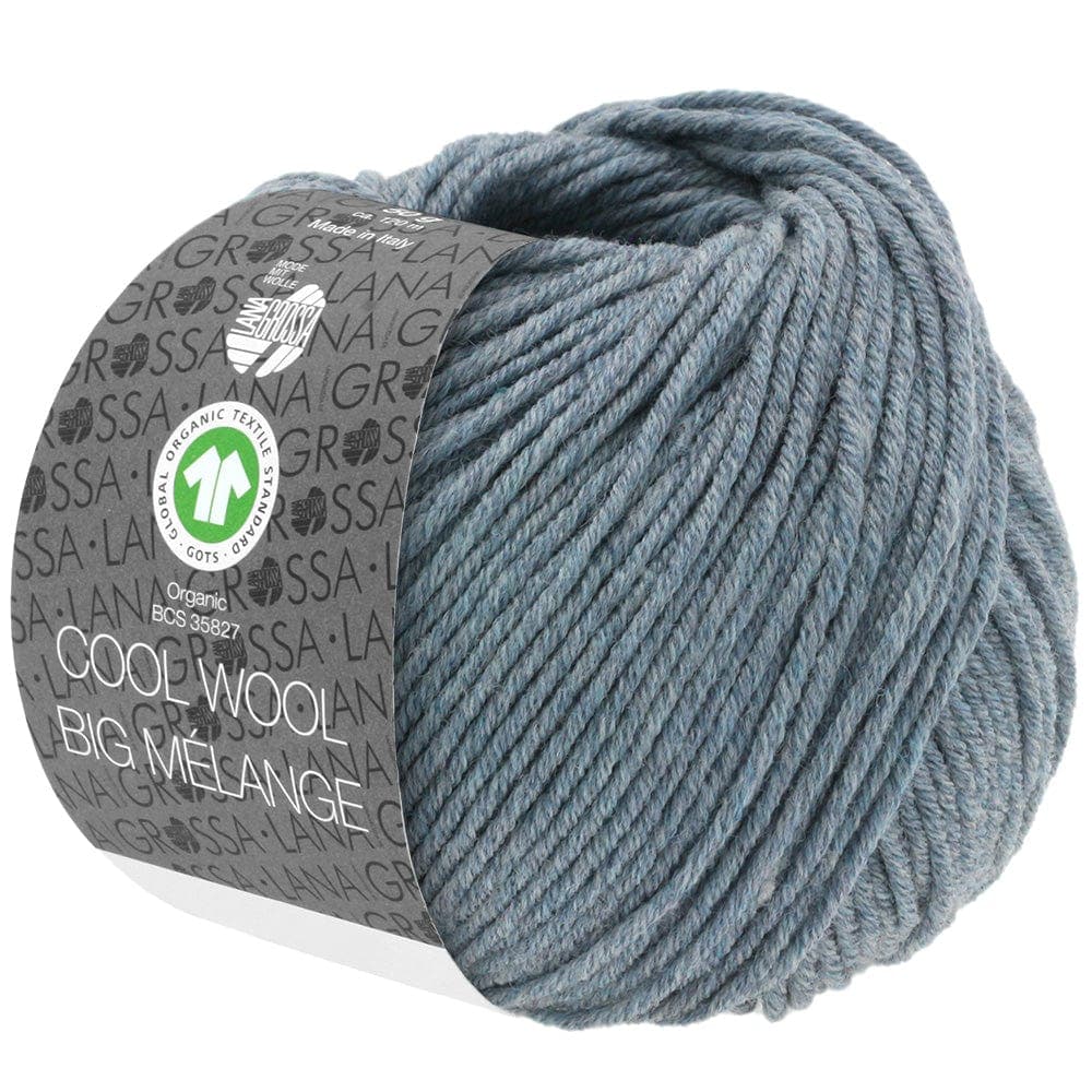 LANA GROSSA Garn 210 - Graublau meliert COOL WOOL BIG MÉLANGE GOTS