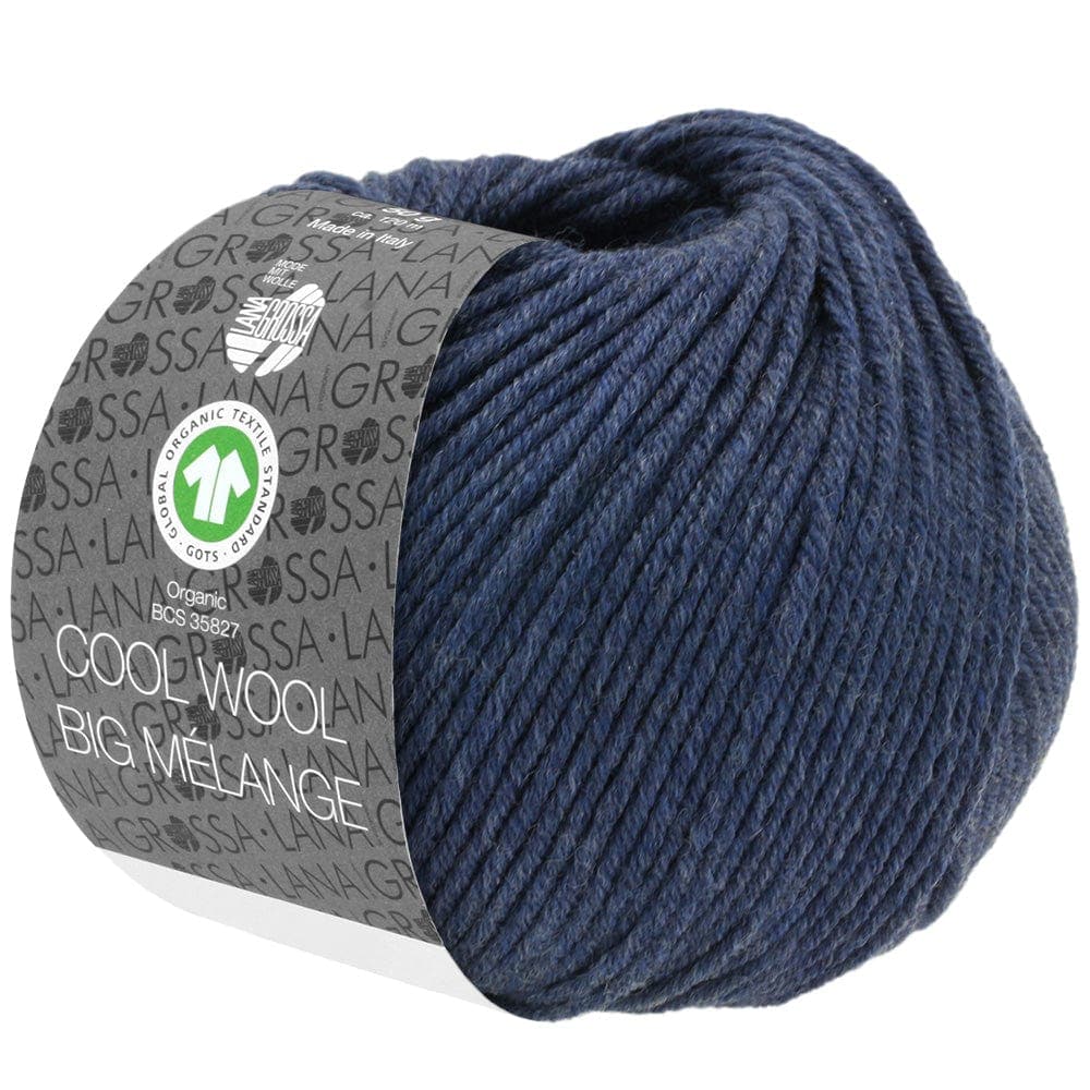 LANA GROSSA Garn 212 - Dunkelblau meliert COOL WOOL BIG MÉLANGE GOTS