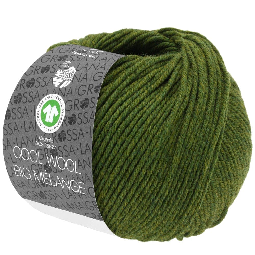 LANA GROSSA Garn 213 - Oliv meliert COOL WOOL BIG MÉLANGE GOTS
