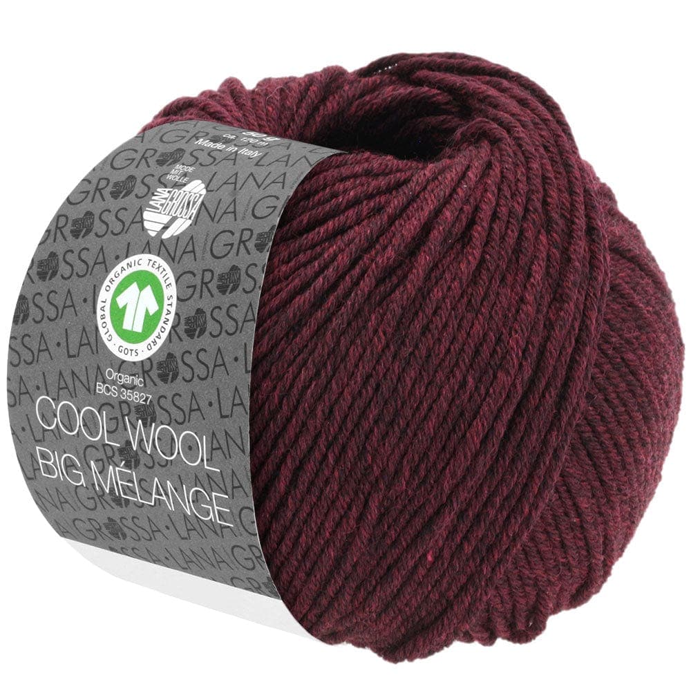 LANA GROSSA Garn 219 - Dunkel-/Schwarzrot meliert COOL WOOL BIG MÉLANGE GOTS