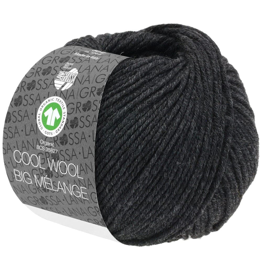 LANA GROSSA Garn 220 - Anthrazit meliert COOL WOOL BIG MÉLANGE GOTS