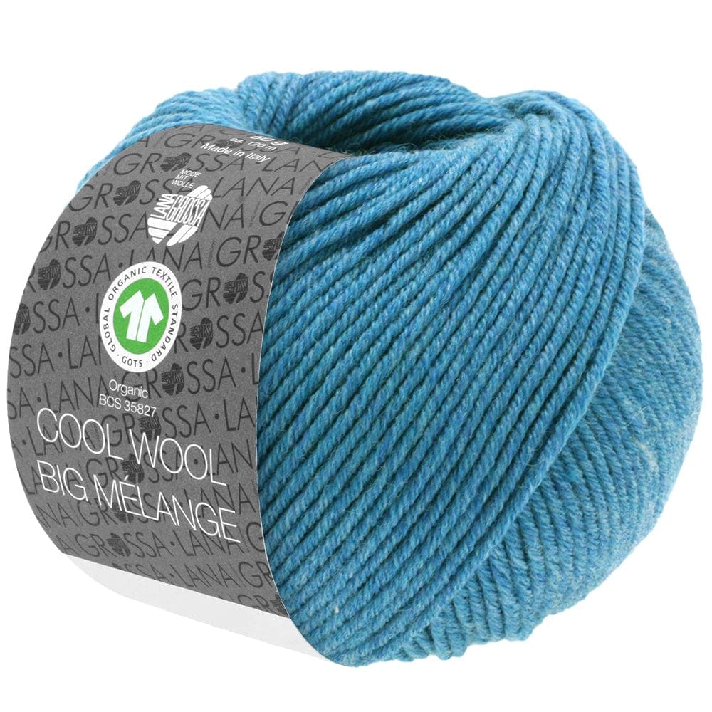 LANA GROSSA Garn 225 - Jeansblau meliert COOL WOOL BIG MÉLANGE GOTS