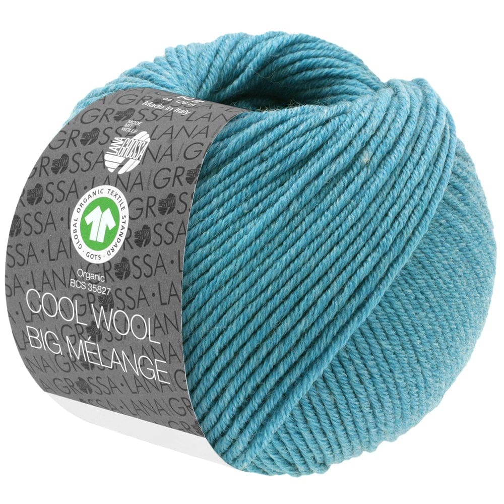 LANA GROSSA Garn 226 - Dunkeltürkis meliert COOL WOOL BIG MÉLANGE GOTS