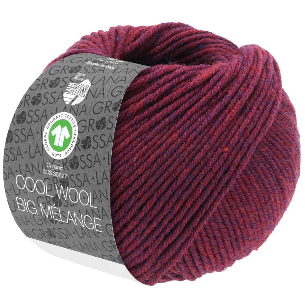 LANA GROSSA Garn 227 - Weinrot meliert COOL WOOL BIG MÉLANGE GOTS