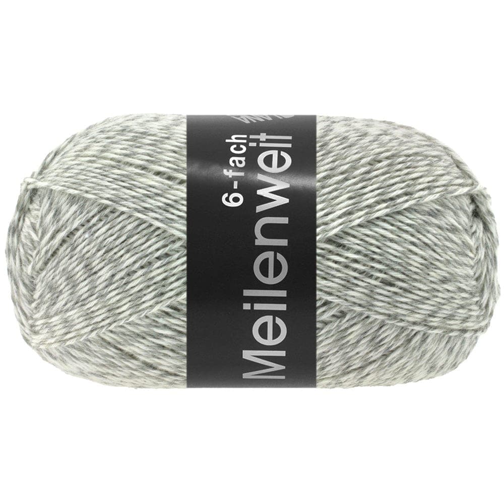 LANA GROSSA Garn 8501 - Weiß/Grau MEILENWEIT 6-F 150 mouliné
