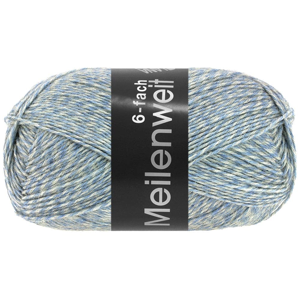 LANA GROSSA Garn 8502 - Hell-/Blaugrau MEILENWEIT 6-F 150 mouliné