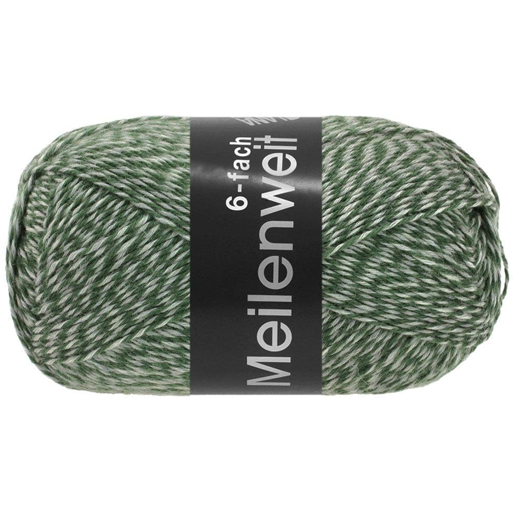 LANA GROSSA Garn 8504 - Grau/Dunkelgrün MEILENWEIT 6-F 150 mouliné