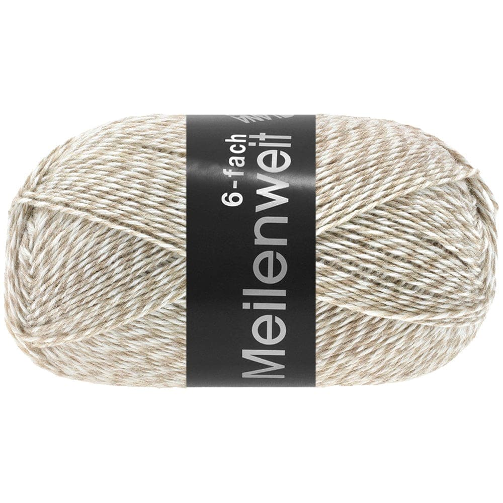LANA GROSSA Garn 8508 - Weiß/Beige MEILENWEIT 6-F 150 mouliné