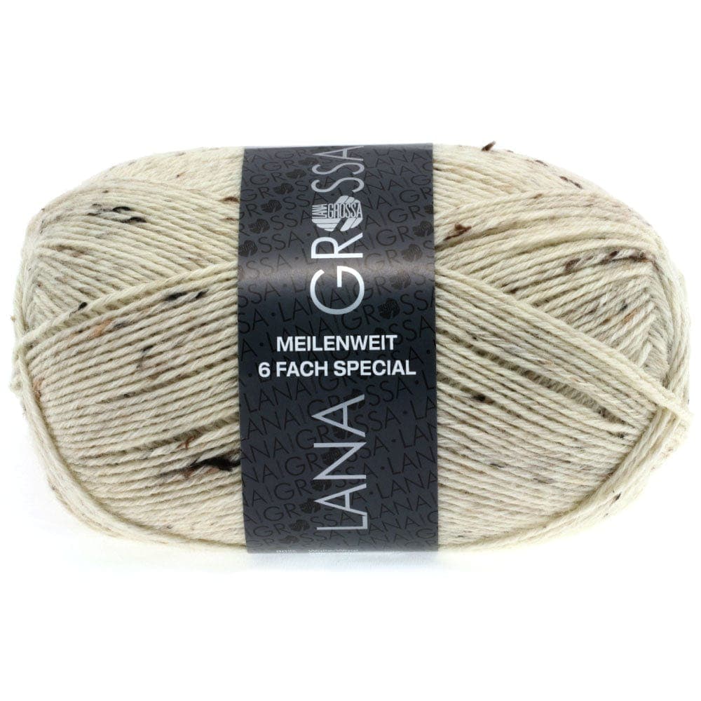 LANA GROSSA Garn 8817 - Rohweiß MEILENWEIT 6-F 150 Tweed