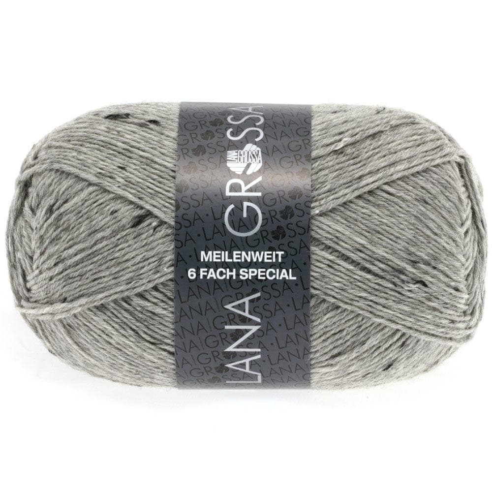 LANA GROSSA Garn 8972 - Grau meliert MEILENWEIT 6-F 150 Tweed
