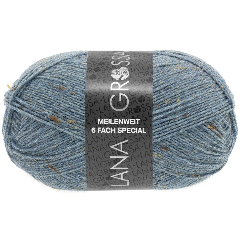 LANA GROSSA Garn 9227 - Graublau meliert MEILENWEIT 6-F 150 Tweed