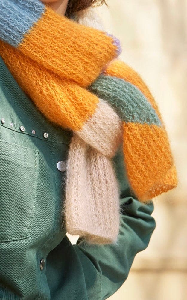 Schal mit Colourblocks in Intarsientechnik- SILKHAIR - Strickset von LANA GROSSA jetzt online kaufen bei OONIQUE