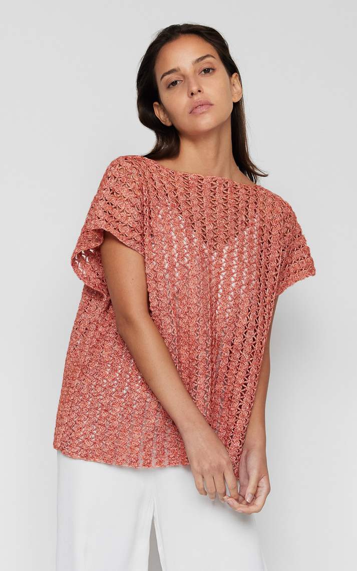 Gehäkeltes Shirt mit Muschelmuster - Häkelset von LANA GROSSA jetzt online kaufen bei OONIQUE