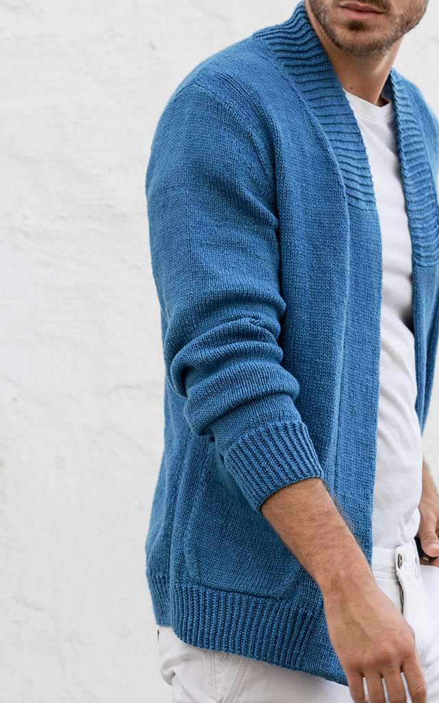 Herren Cardigan mit aufgenähten Taschen - Strickset von LANA GROSSA jetzt online kaufen bei OONIQUE