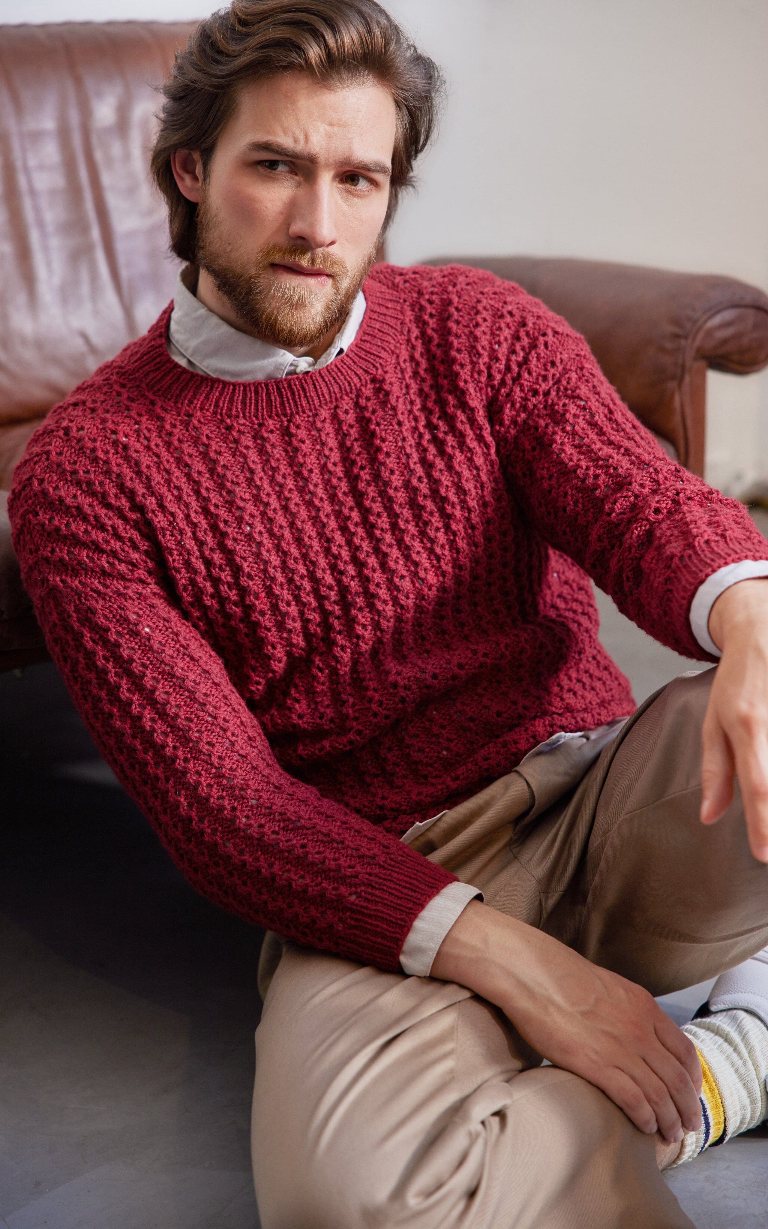 LANA GROSSA Strickset Pullover mit Lochmuster - COOL MERINO - Strickset