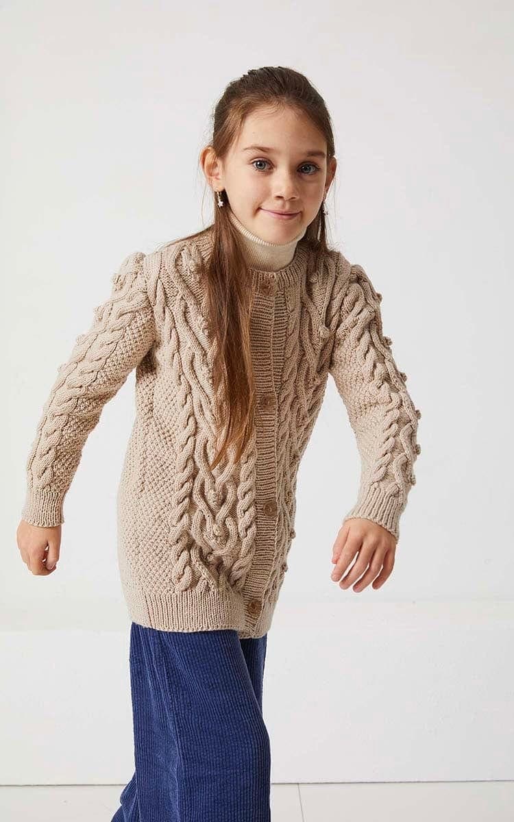LANG YARNS Strickset Langer Cardigan mit Zopfmuster - ATLANTIS - Strickset