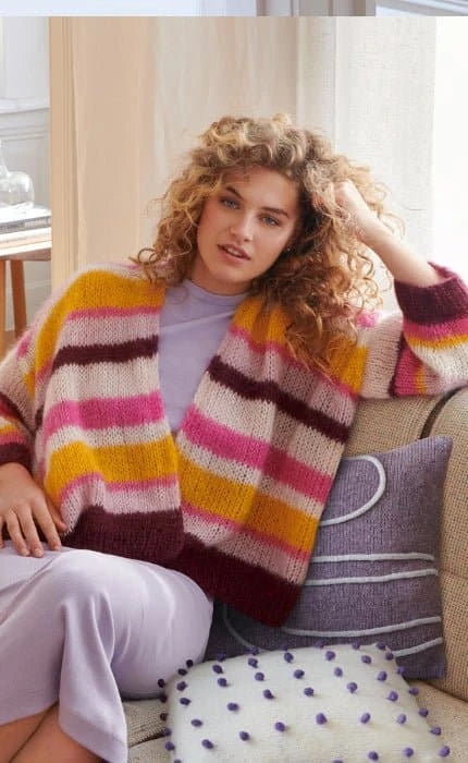 Streifen-Cardigan glatt rechts - SILKHAIR - Strickset von LANA GROSSA jetzt online kaufen bei OONIQUE