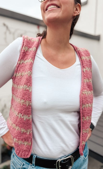 Friedas Mosaic Vest gestreift - LOCAL ARAN - Strickpaket