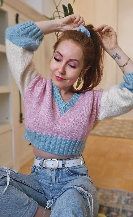 90s Mixed-Up Confusion レイヤードニットグローブ The 90s Sweater – OONIQUE Knitting Kit – OONIQUE CHUNKY