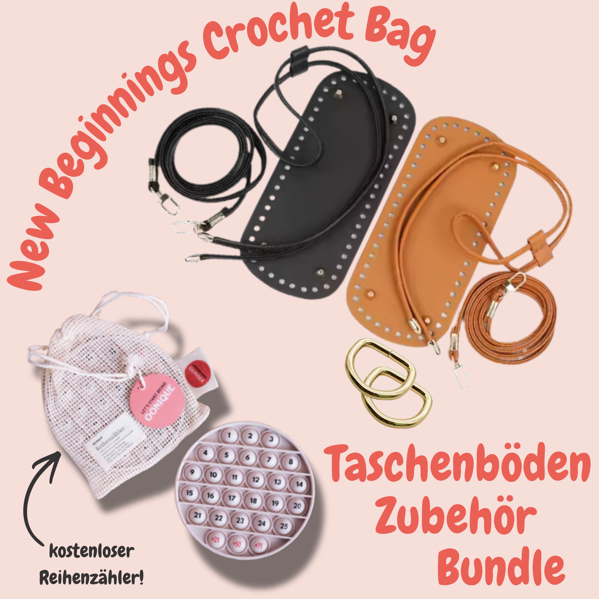 New Beginnings Crochet Bag Welcome Bundle - Taschenböden & kostenloser Reihenzähler