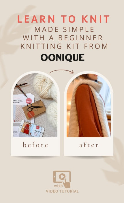 New Beginnings Scarf - OONIQUE CHUNKY - Beginner Knitting Kit with Video Tutorial